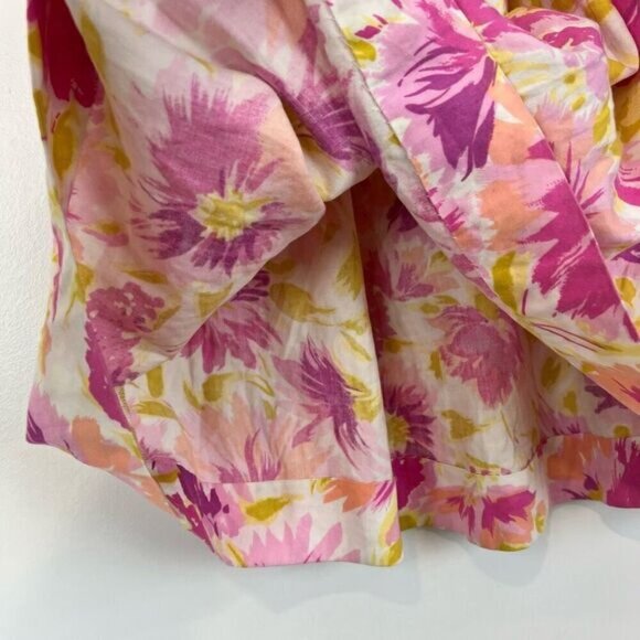 Vintage Handmade Cottagecore Peasant Pink Yellow Midi Skirt Pockets Women M - Picture 13 of 13